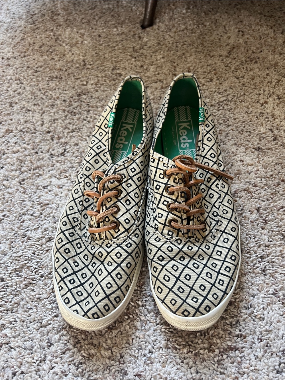 Keds for Madewell- Geometric Canvas Sneakers with Tan leather laces